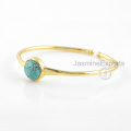 Turquoise Gemstone Bangle, 18k Gold Tibetan Turquoise Bangles Jewelry For Women